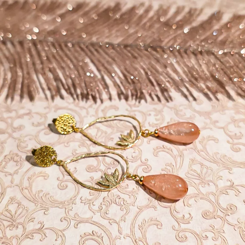 Pendientes Hoja y Lágrima Bañados Oro