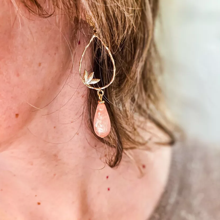 Pendientes Hoja y Lágrima Bañados Oro