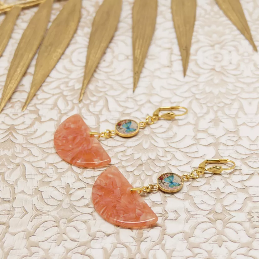 Pendientes Media Luna Artesanales Diseño Mariposa
