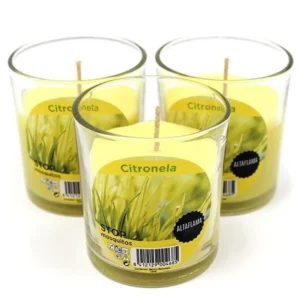 Vela de citronela en vaso de cristal repelente de insectos