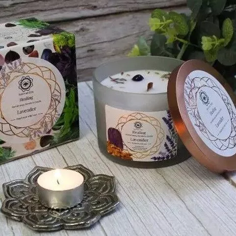 Vela de Soja Curación con Lavanda y Piedras Semipreciosas | Calma y Sanación - Imagen 3