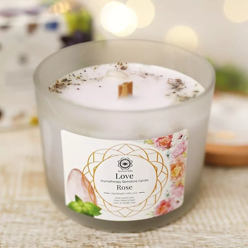 Vela de amor con piedras semipreciosas