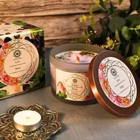 Vela de amor con piedras semipreciosas