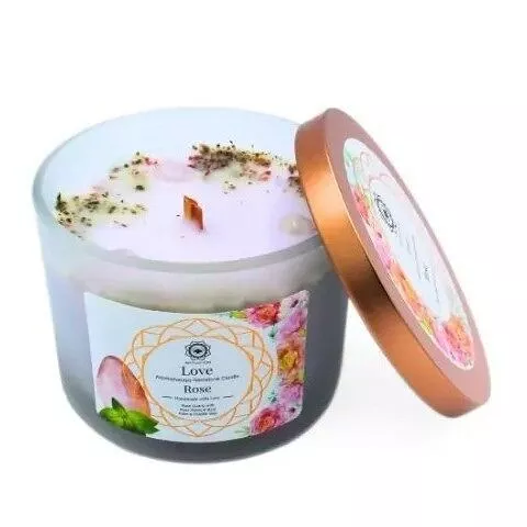 Vela de amor con piedras semipreciosas