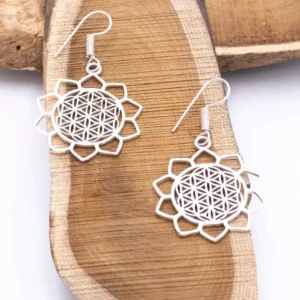 Pendientes Plateados "Mandala Solar" con Picos