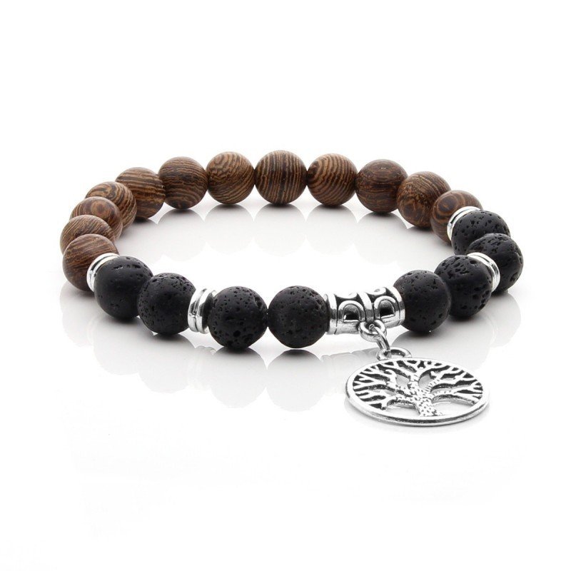 Pulsera Unisex de Lava Volcánica y Madera
