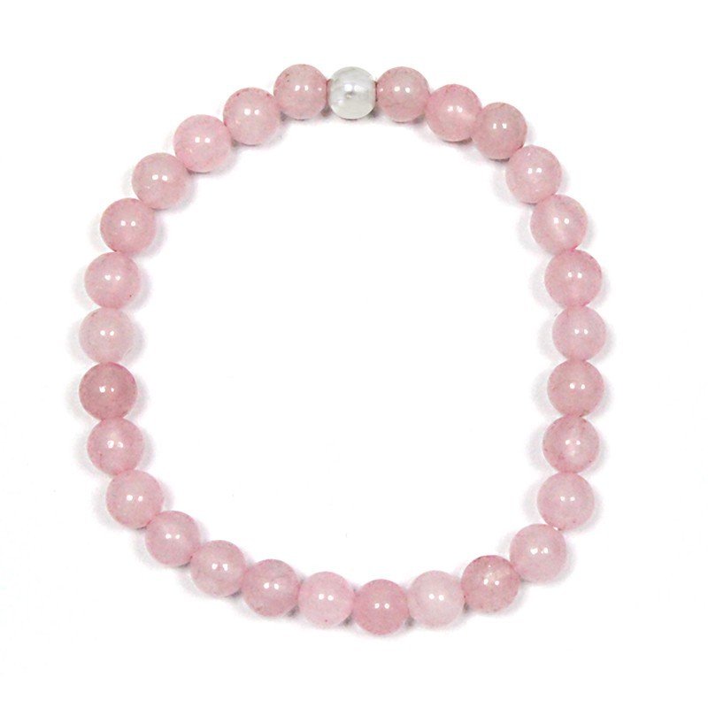 Pulsera de Cuarzo Rosa natural de 6 mm