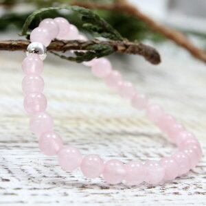 Pulsera de Cuarzo Rosa natural de 6 mm