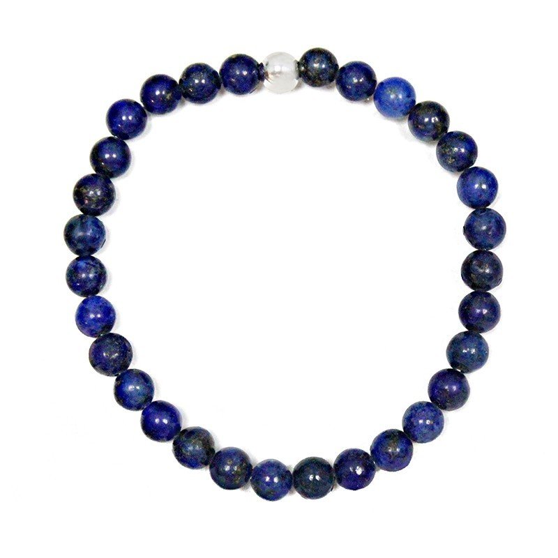 Pulsera de Lapislázuli Natural y Plata de Ley