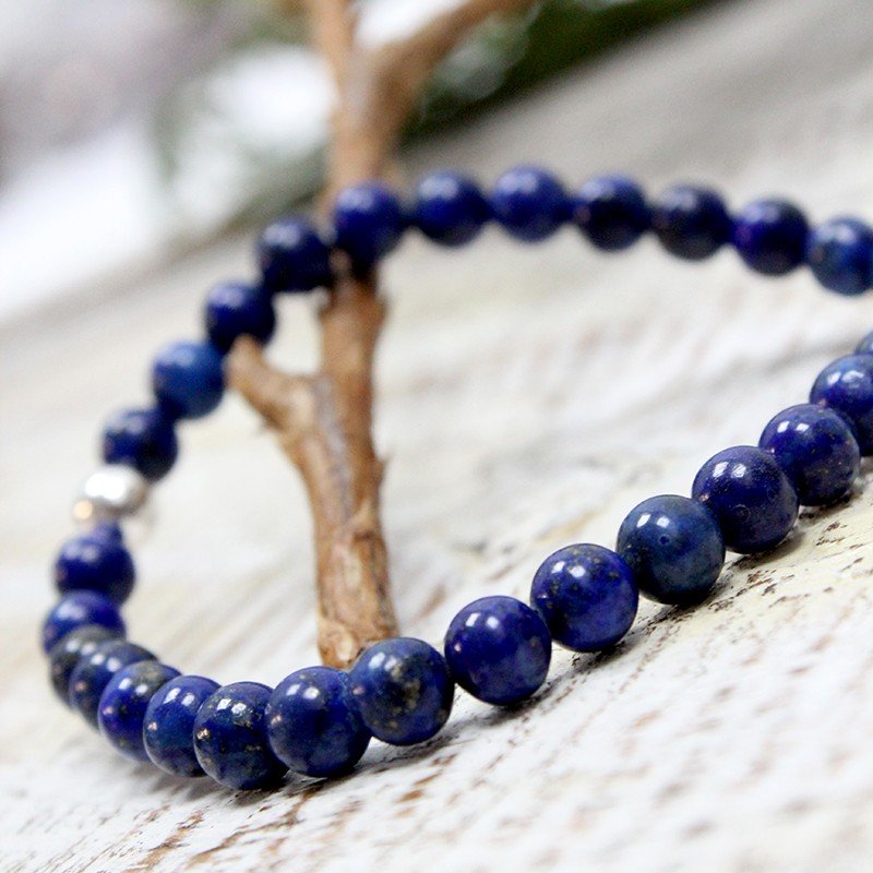 Pulsera de Lapislázuli Natural y Plata de Ley
