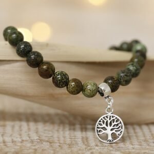 Pulsera de Turquesa Africana con Dije de Árbol de la Vida