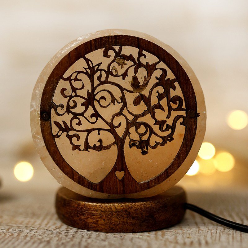 Lámpara de Sal del Himalaya Árbol de la Vida USB