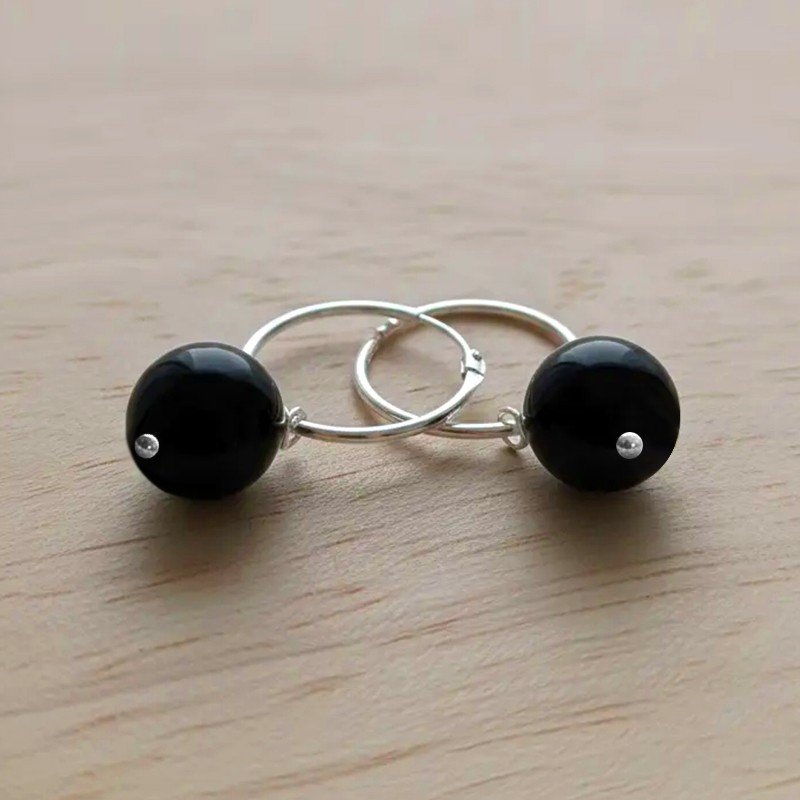 Pendientes de Aro con Ónix Negro