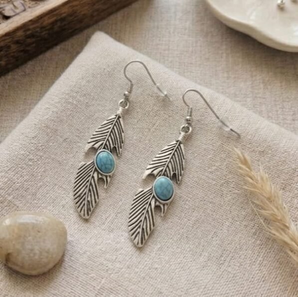 pendientes-boho-pluma-turquesa