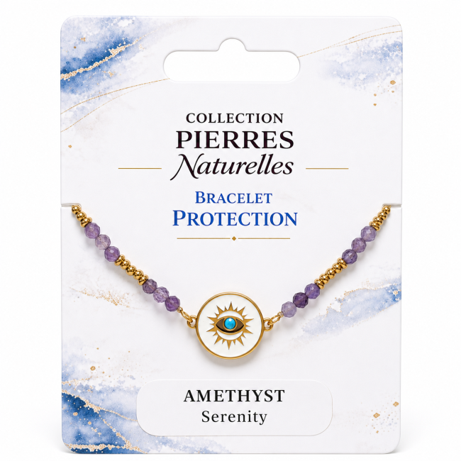 Pulsera Amatista Medalla Ojo Protector: 5 Beneficios de Paz e Intuición